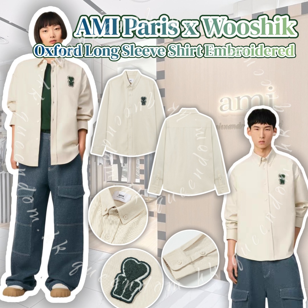AMI Paris x Wooshik  Oxford Long Sleeve Shirt Embroidered 恤衫