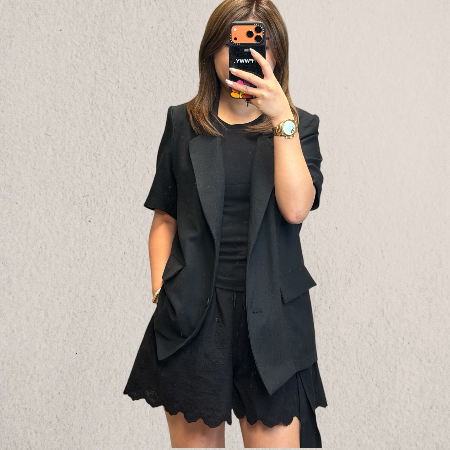 221120 麻質圓腳邊短西裝外套