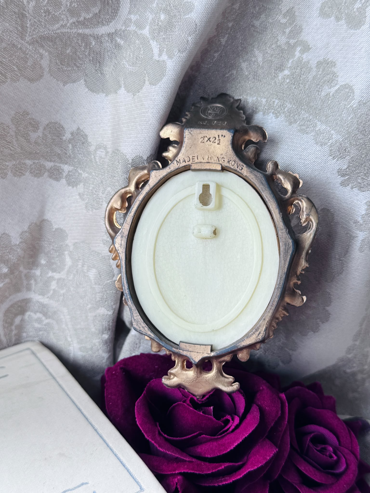 Vintage Mid-Century Made in Hong Kong Plastic Mini Scrollwork Picture Frame (MT2589-29)