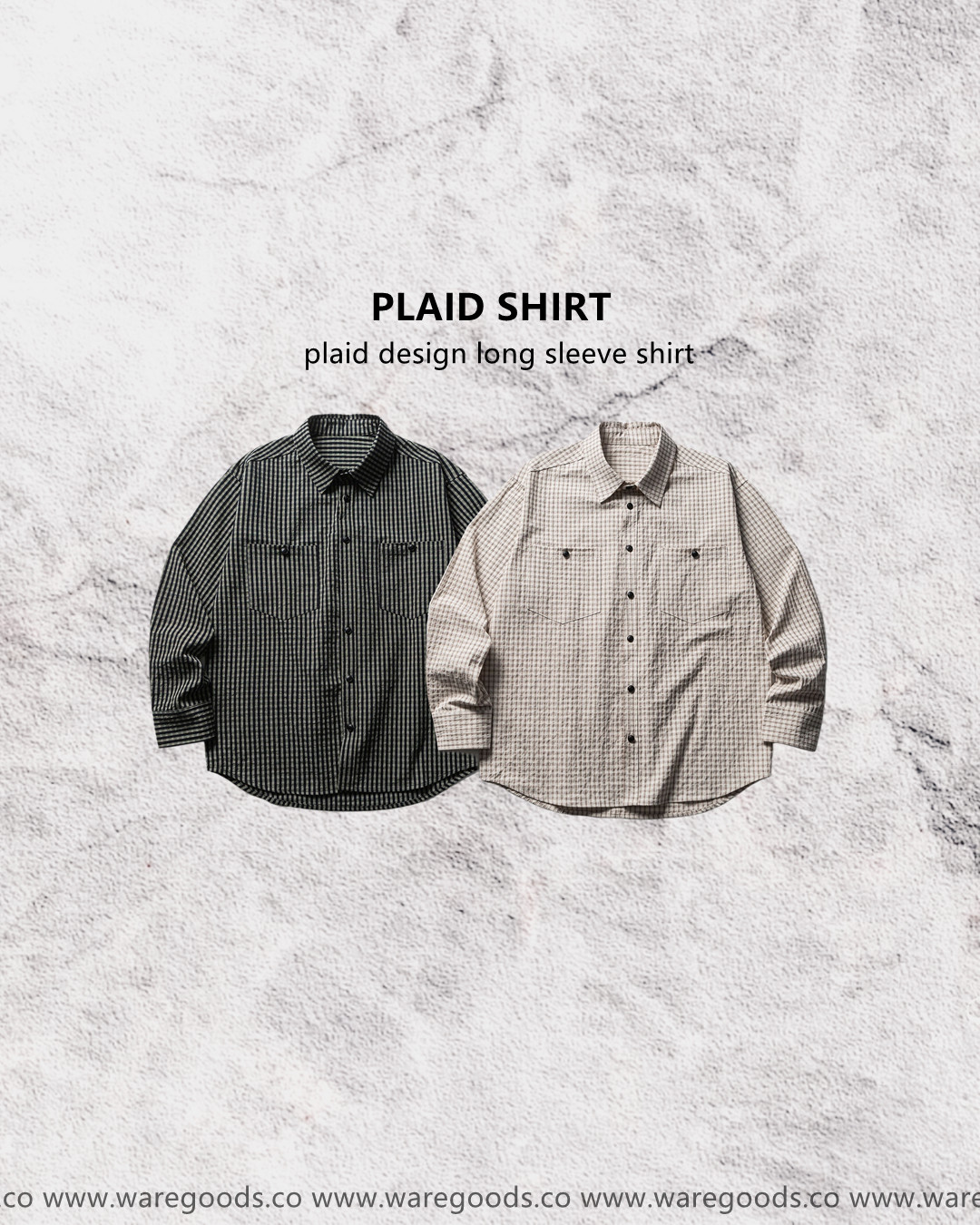 W8275胸前口袋格紋恤衫