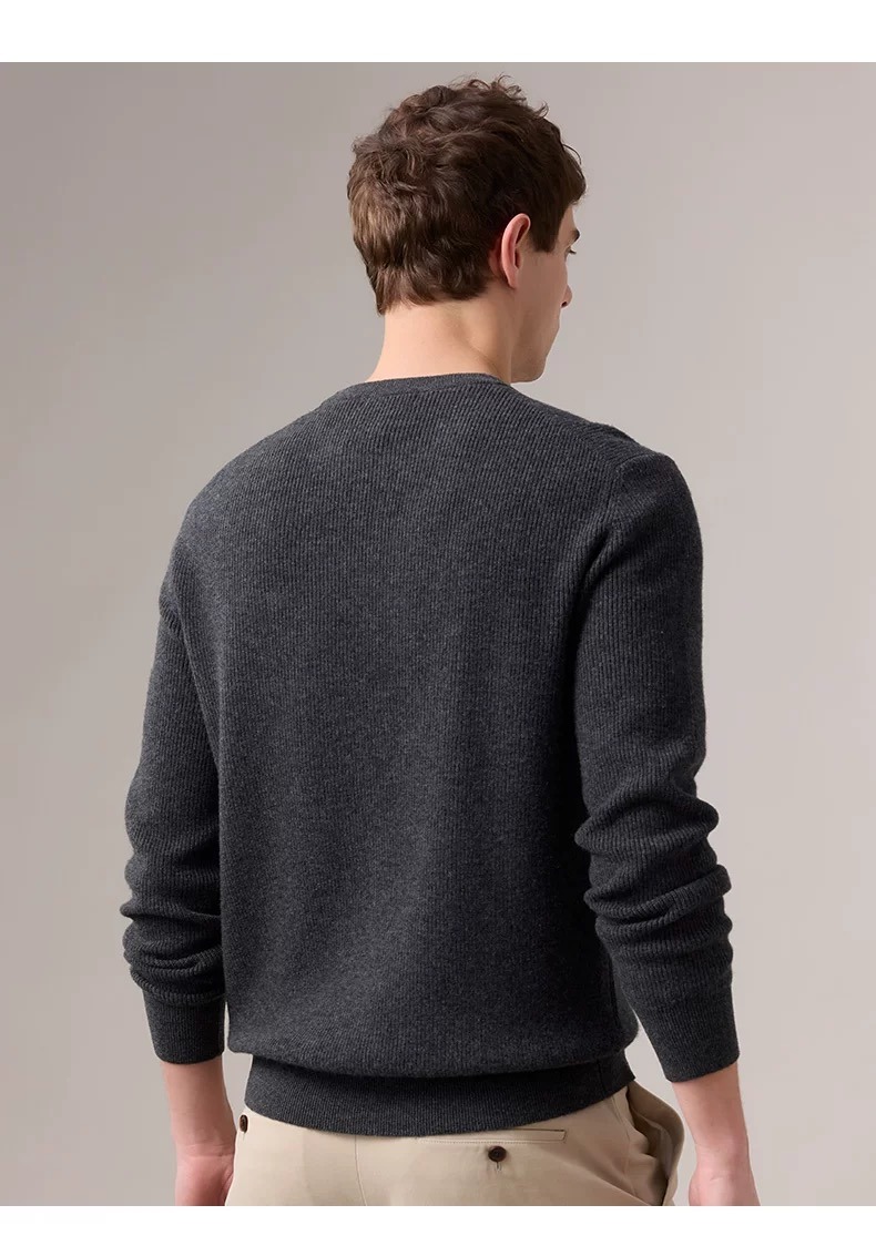 HAZZYS 胸口袋刺繡 logo 羊毛圓領冷衫