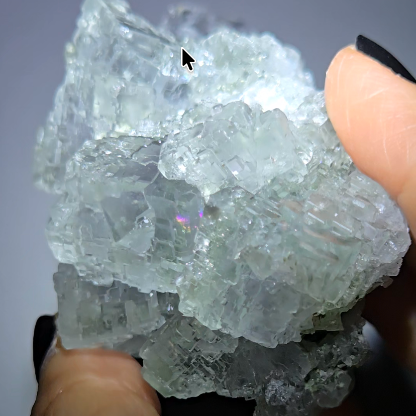QR code cubic fluorite with calcite from Xianghualing - FL335