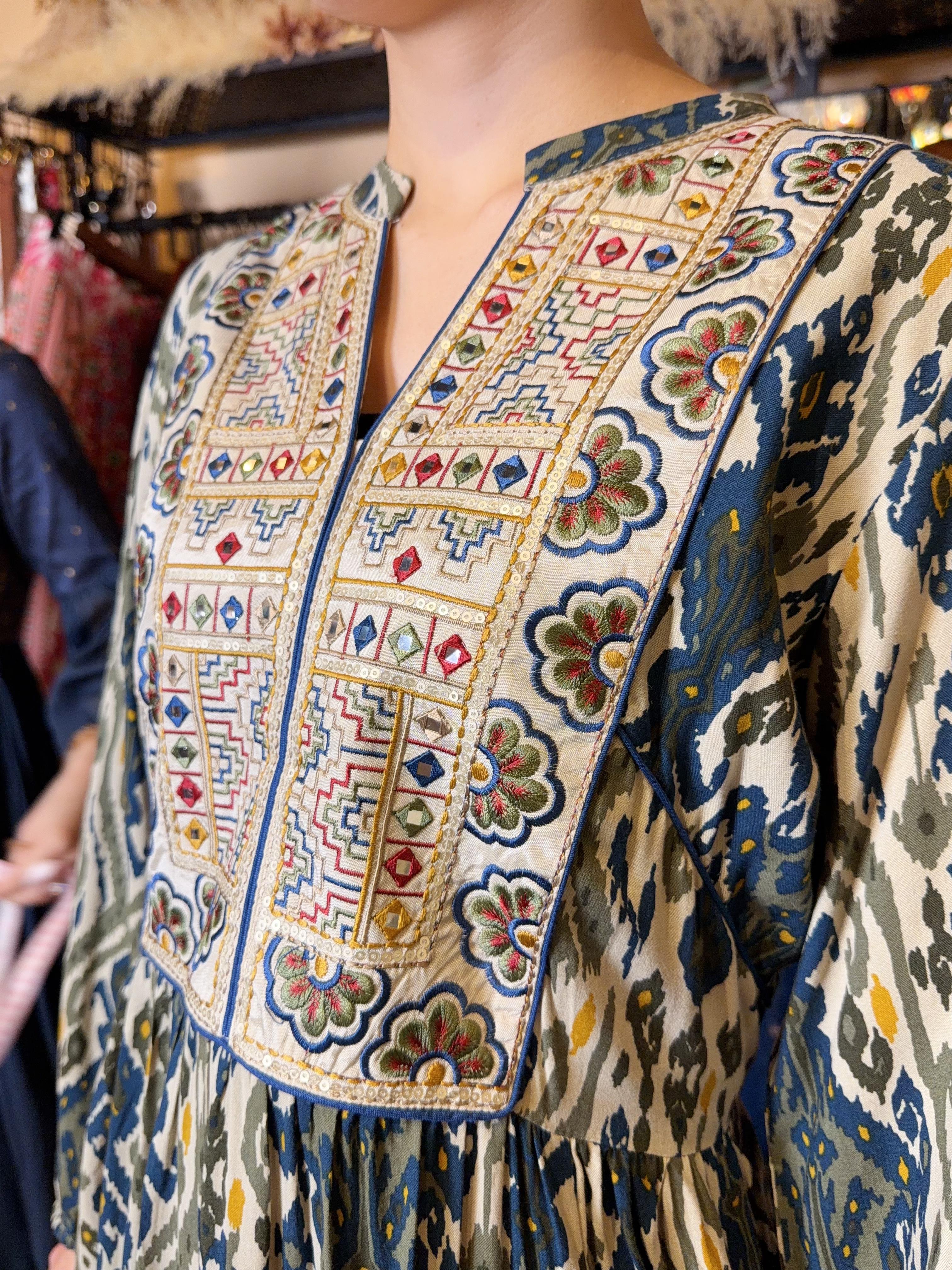 Dark Green Emb. witth Totem Print OP #1125