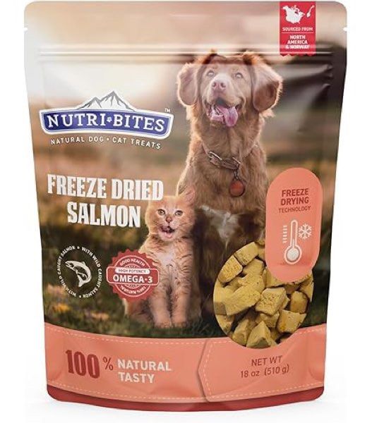 加拿大寵物零食！Nutri Bites 貓狗凍乾三文魚零食510g Freeze Dried Salmon Dog & Cat Treats