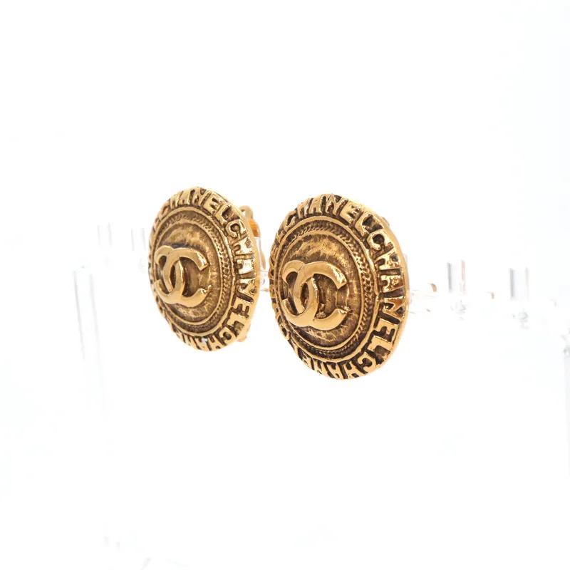 Chanel Coco Mark Round Medallion Clip-On Earrings