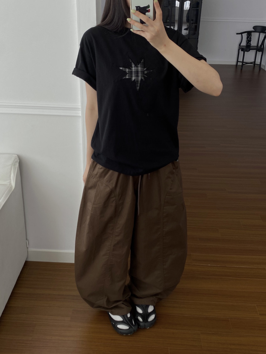 Plaid Star Patchwork Oversized Tee