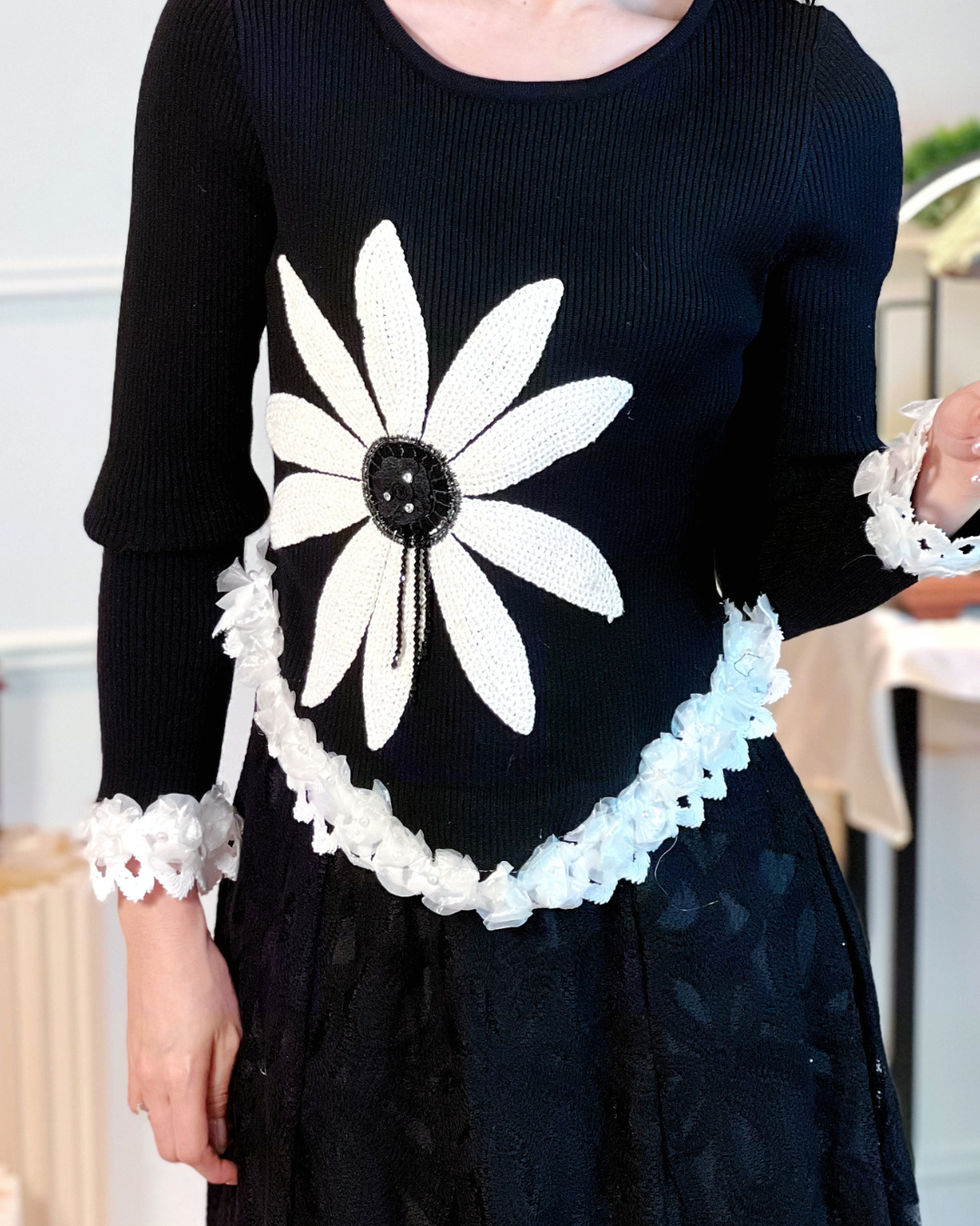 5110 Leila Long Sleeve with 3D Flower Blouse