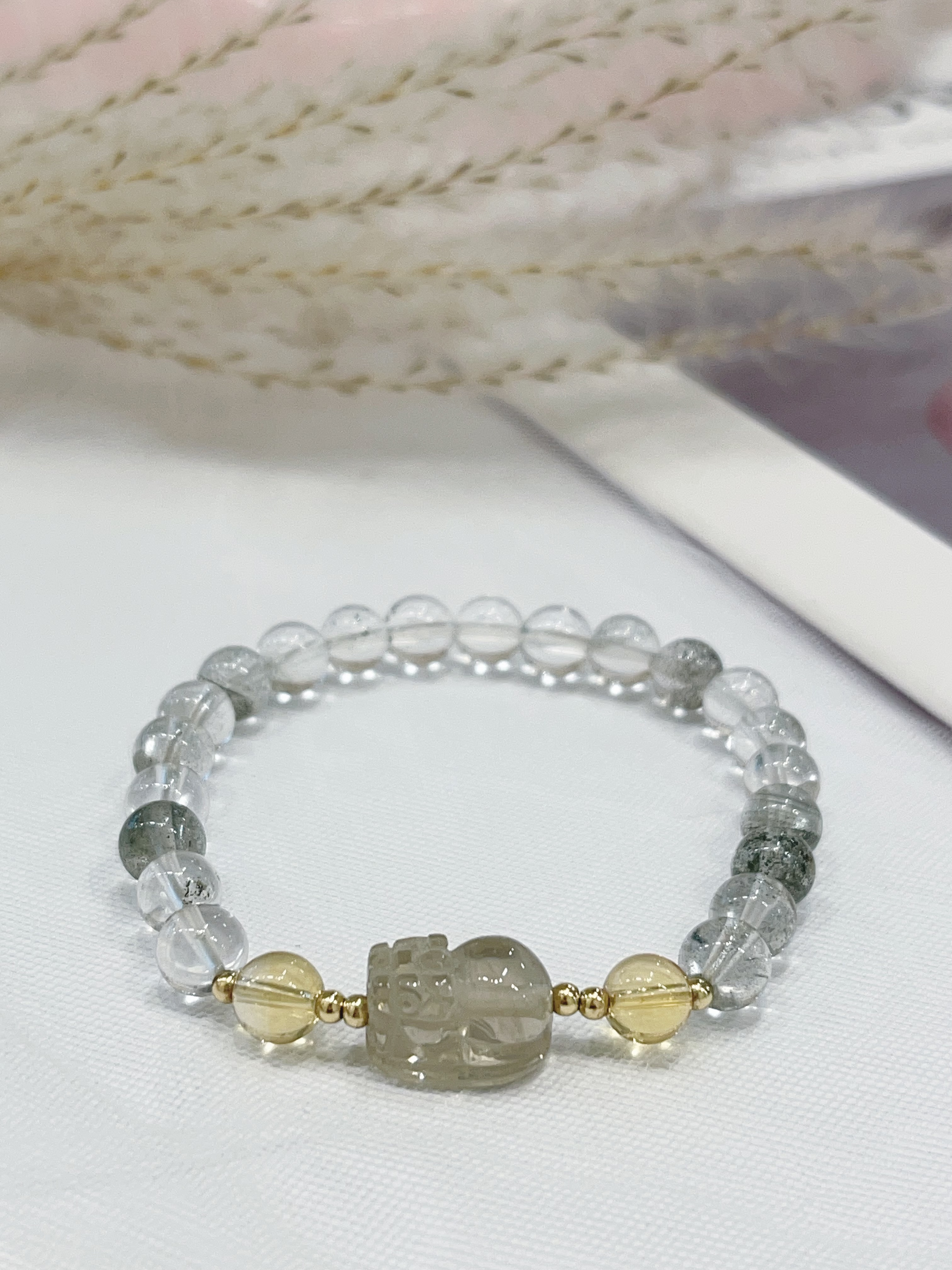 🪙 貔貅 × 绿幽灵 × 黄水晶手串 Pixiu & Green Phantom Quartz & Citrine | 6mm