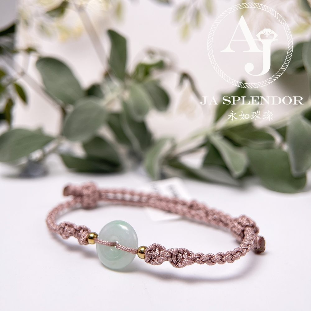 JN-1496 天然翡翠A玉 辣綠色平安手繩 - BB滿月/親子/情侶（私人訂制）