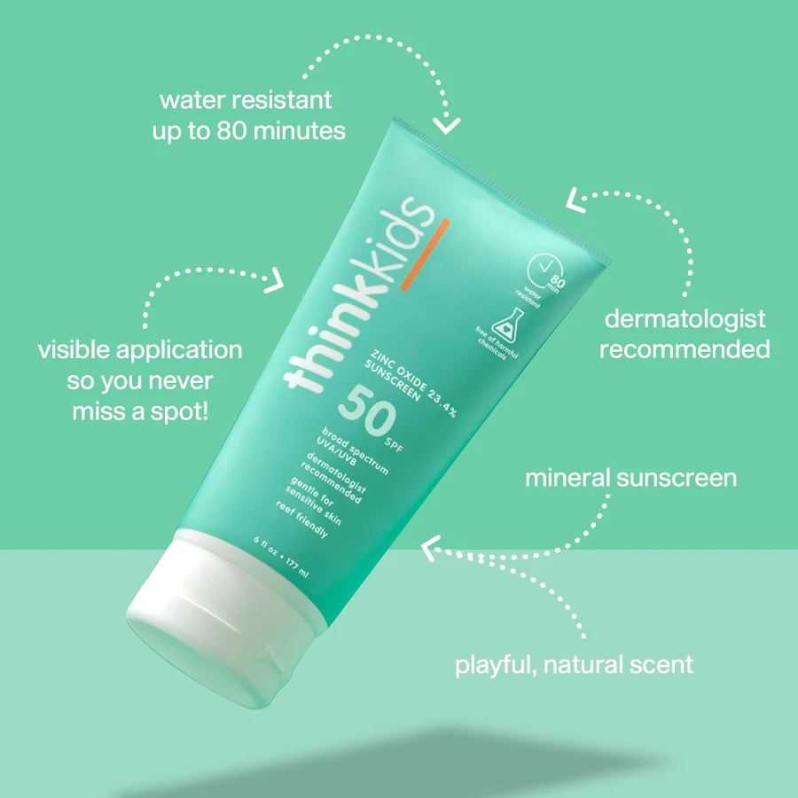 原裝香港行貨 美國製造 THINK thinkkids Safe Sunscreen SPF 50 (3oz / 89ml) 礦物防曬霜 安全天然 防水防曬霜 安全防曬霜  