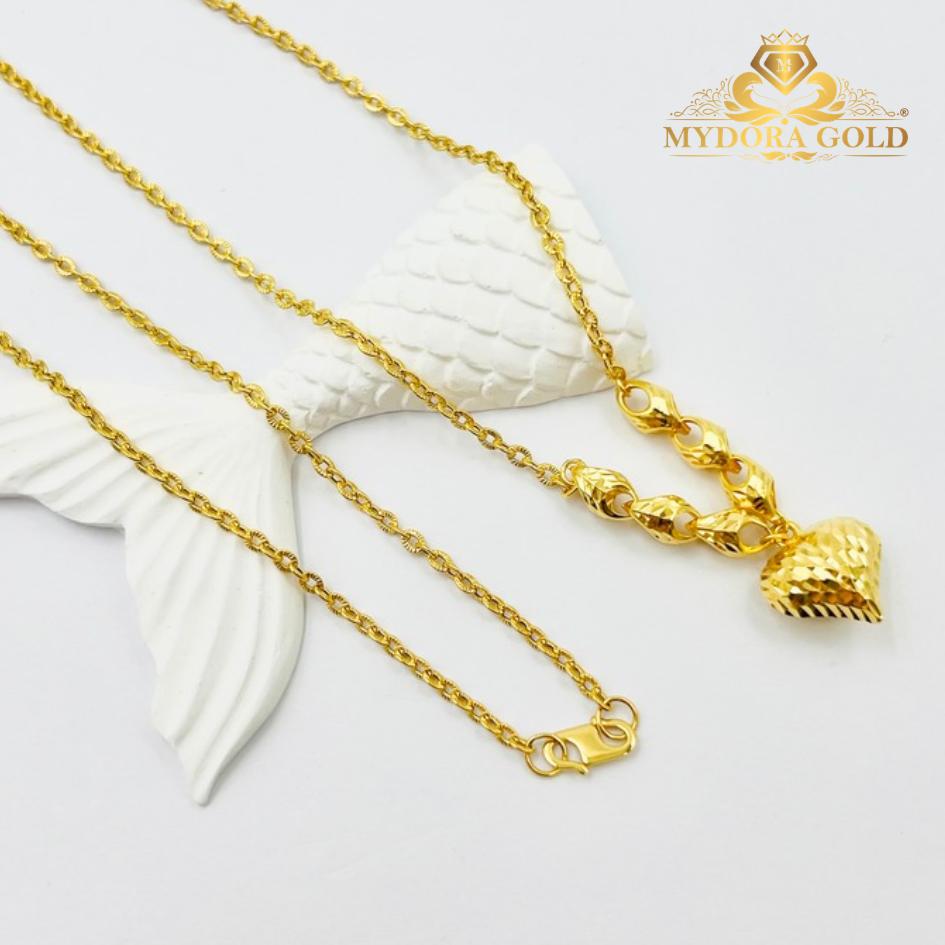 MYDORA Rantai Leher Sauh Matahari + Siput + Love Pahat l EMAS 916/22K