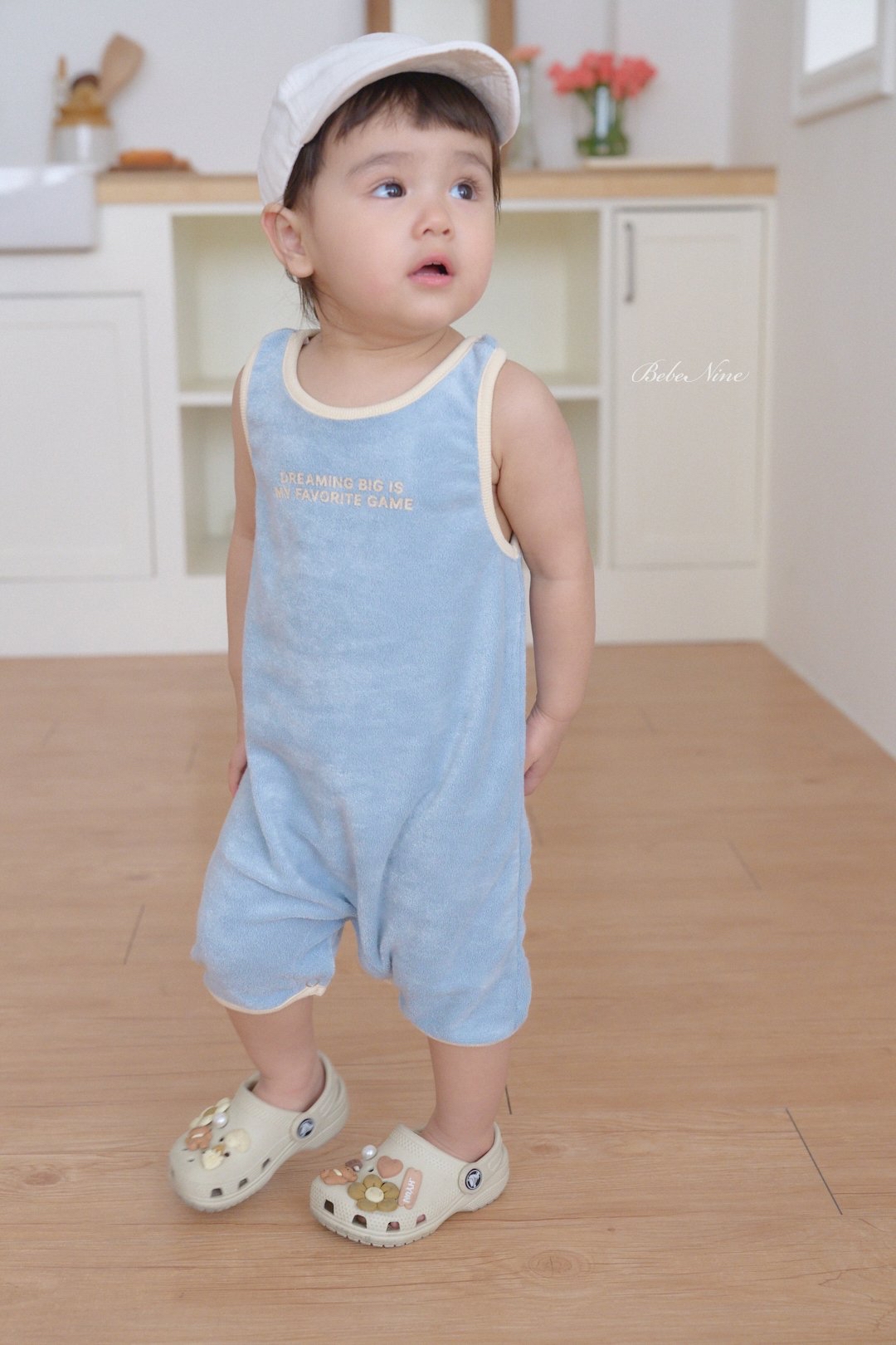 ☀️預訂 韓國直送☀️🇰🇷Bebenine四色字母印花毛巾布滾邊背心連身服