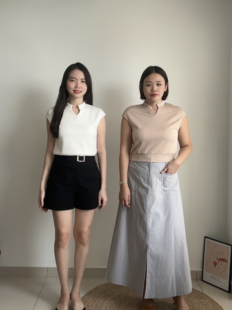 T4142 Stand Collar V Neck Top - 4 Colors 