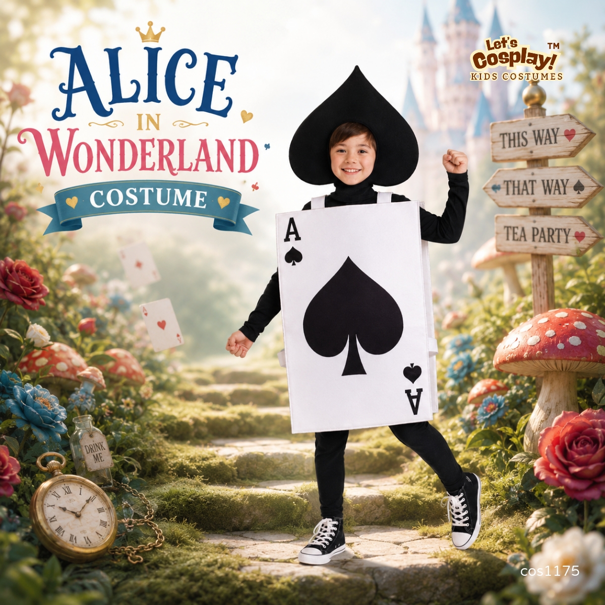 香港現貨 兒童黑桃撲克牌士兵表演服 Alice in Wonderland Costume World Book Day Costume 萬聖節親子衣服 Lets Cosplay