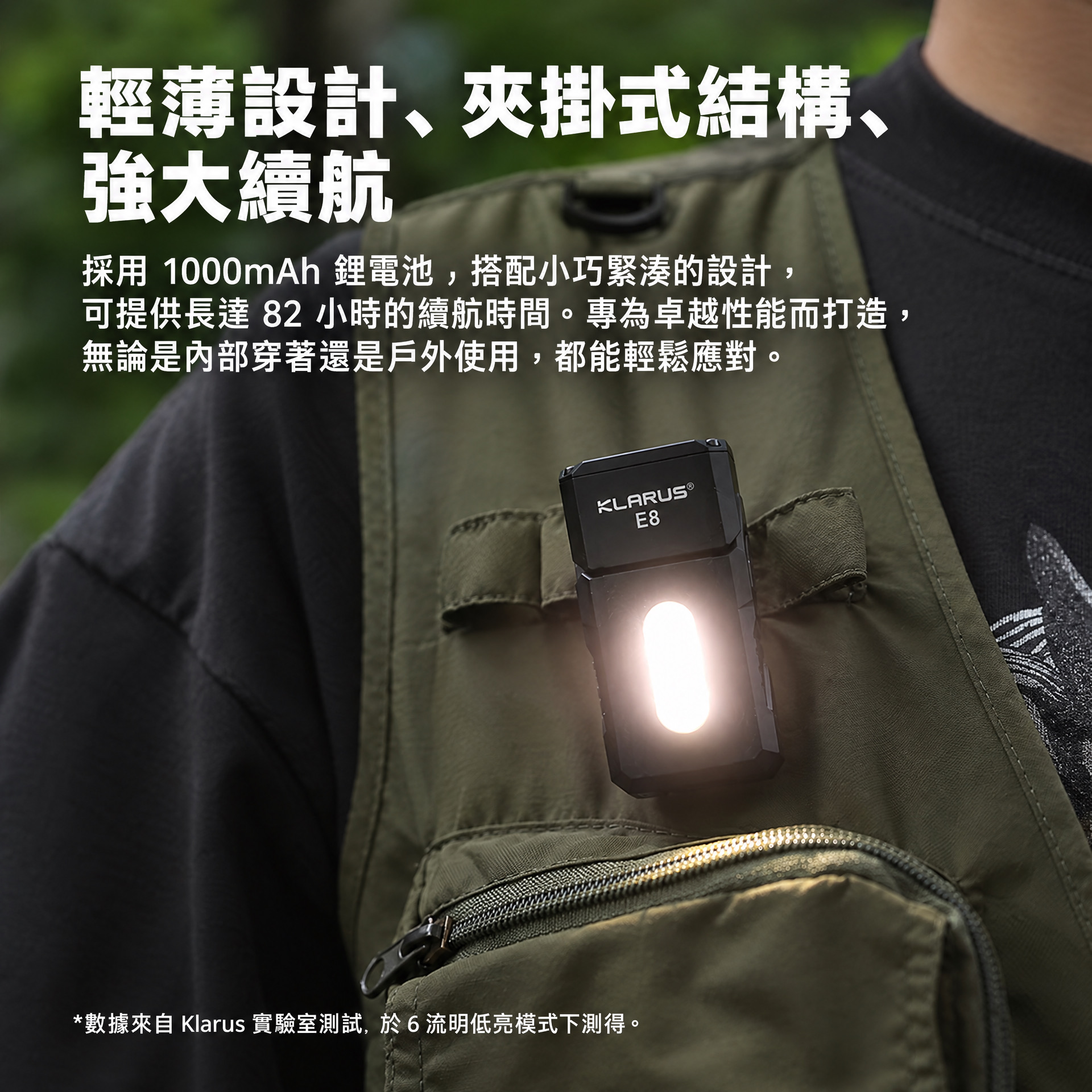 Klarus E8 金屬可旋轉燈頭的 EDC 手電筒