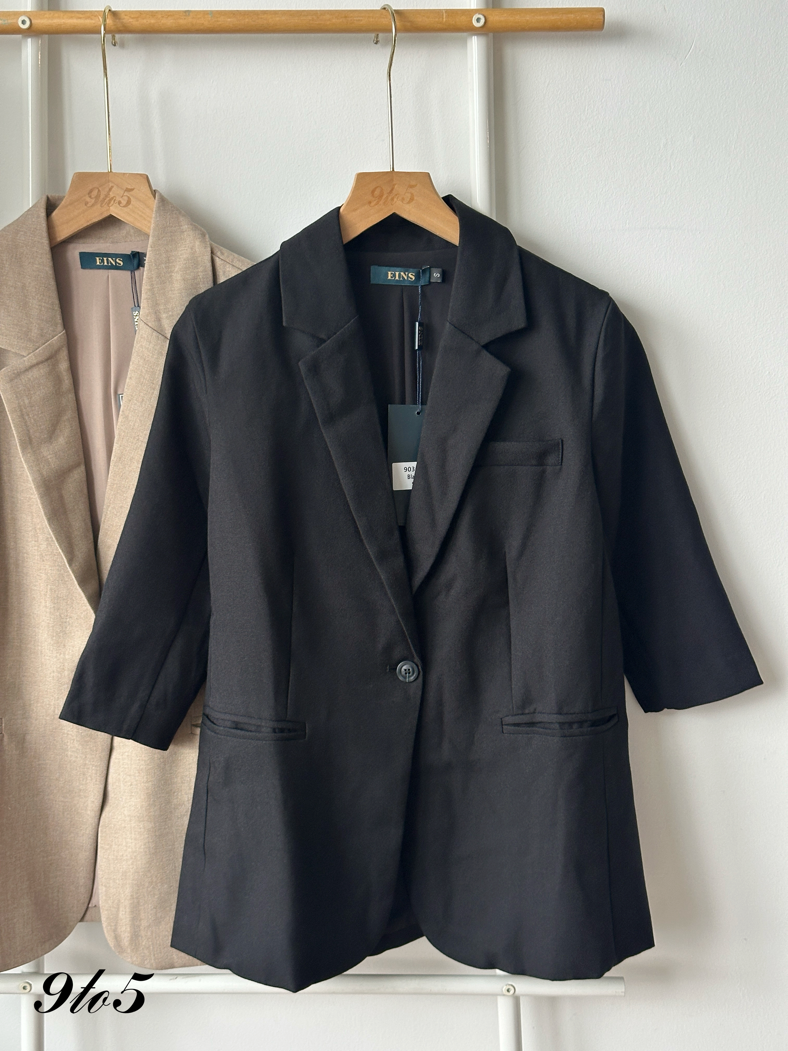 T4342 Half Sleeve Blazer - Black & Brown