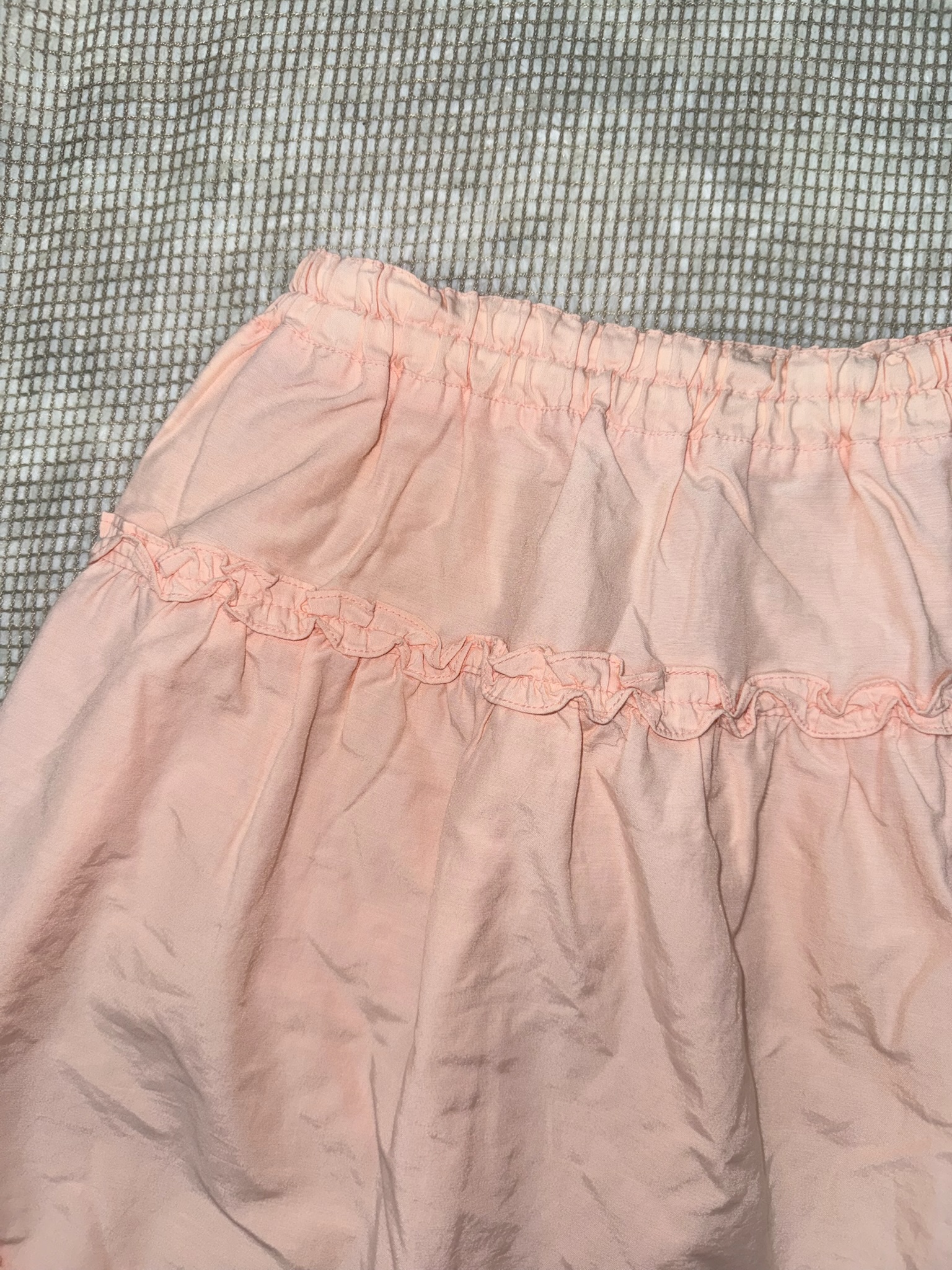 Pink A-Line Ruffled Cotton Skirt