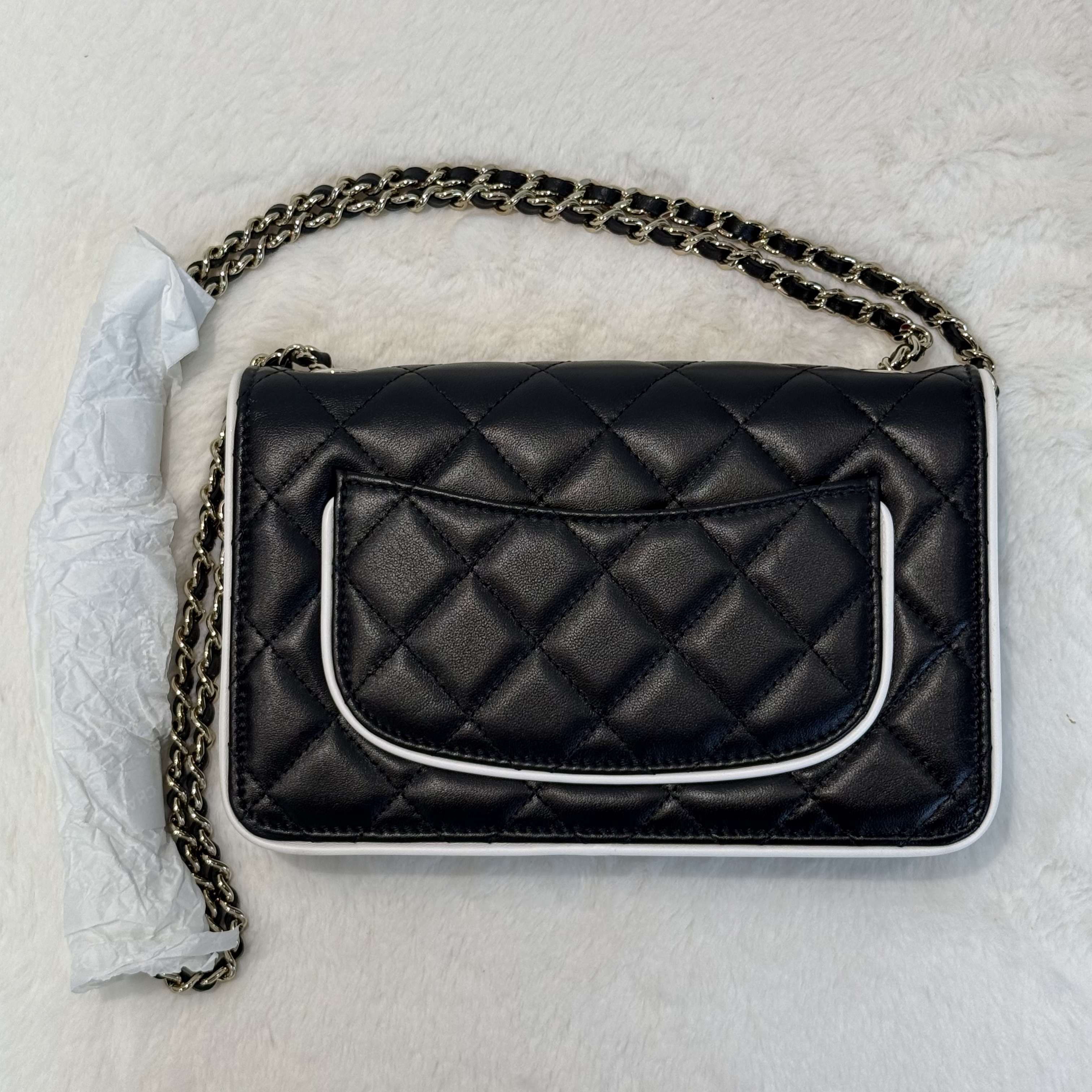 CHANEL/香奈兒 25p 漫畫系列黑白woc鏈條包 