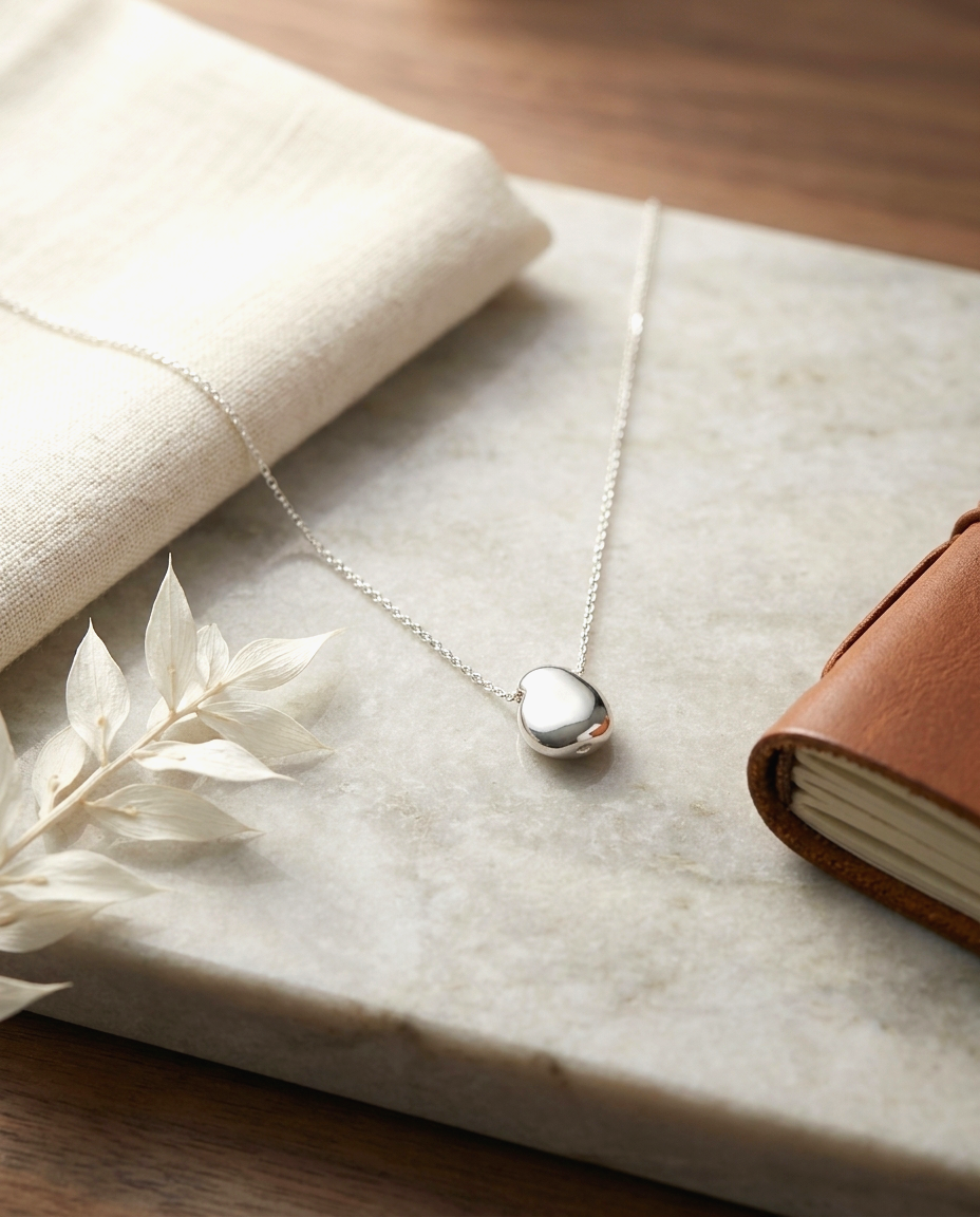S925 -EN0125 Aurora Bean Necklaces