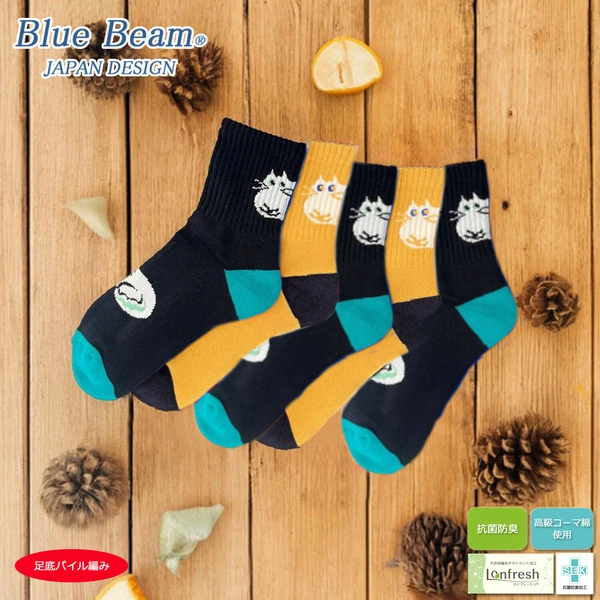 【日本製】卷卷肥貓拼圖抗菌防臭襪