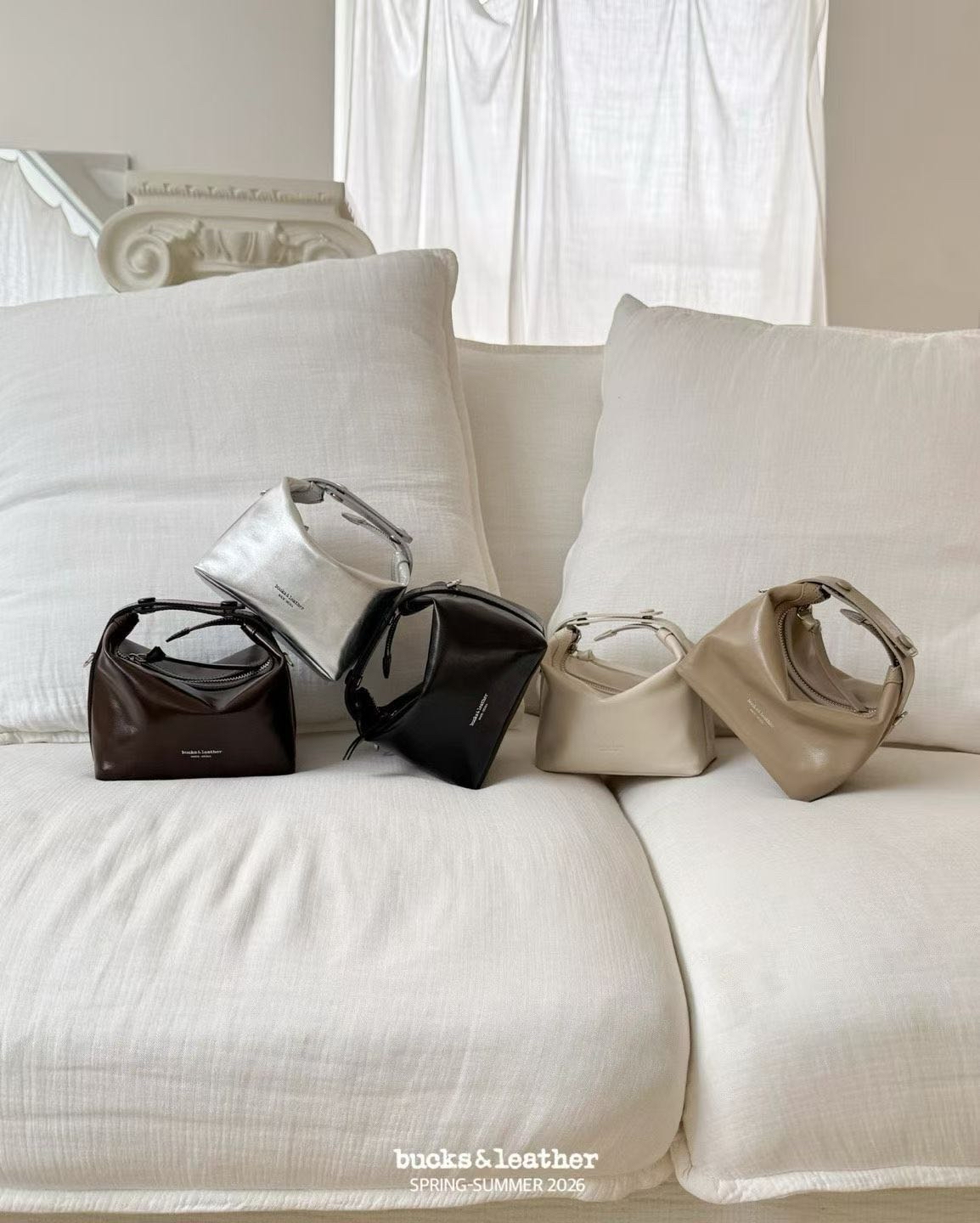 BUTTON CROSS BAG 光面牛皮 | 羊皮