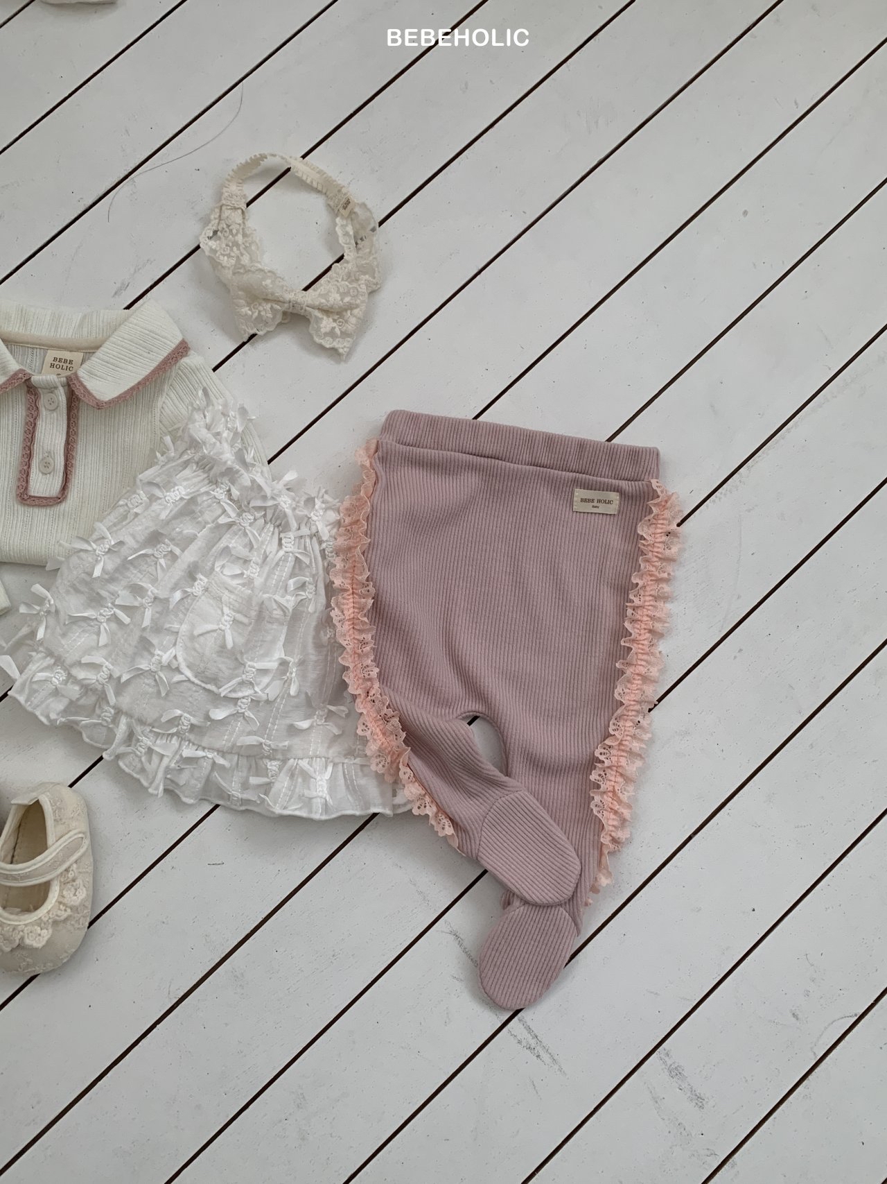 🌸預訂 韓國直送🌸🇰🇷BEBEHOLIC三色蕾絲花邊包腳褲