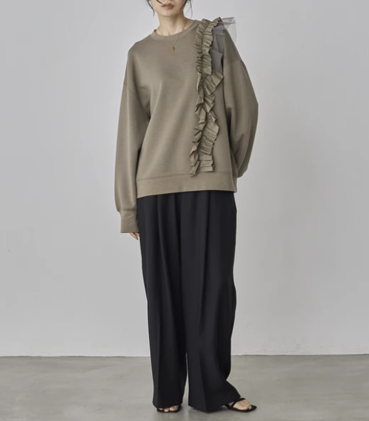 不對稱荷葉邊上衣 - 2026 流行穿搭  荷葉邊上衣 春夏時尚穿搭 成人休閒 日常穿搭 易於配搭 日本直送   #JP-I-260017