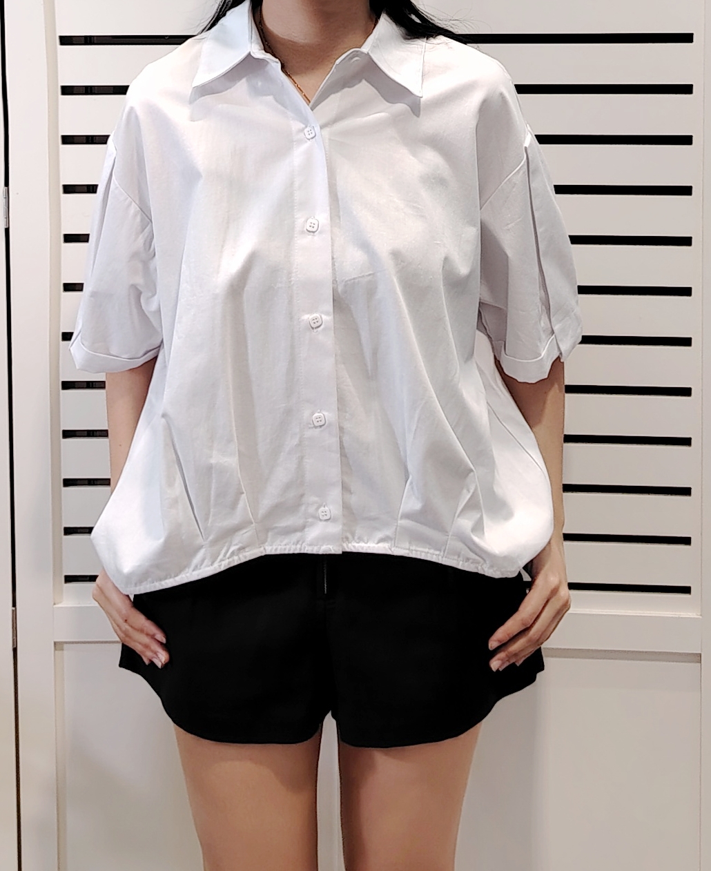 H0660 Oversize Collar Short Sleeve Shirt 