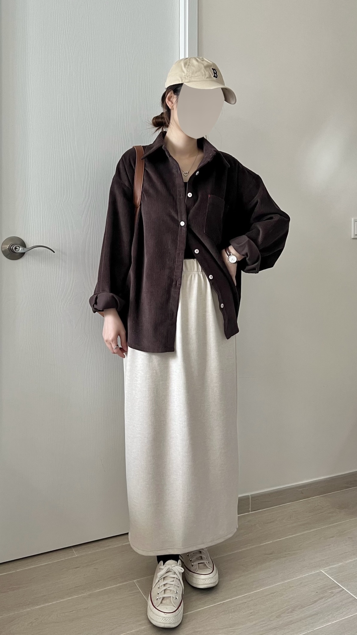 親膚軟熟細坑紋長裙 