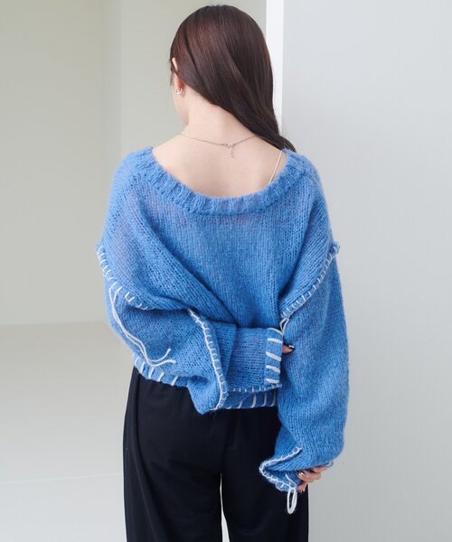 v領盲針編織冷衫