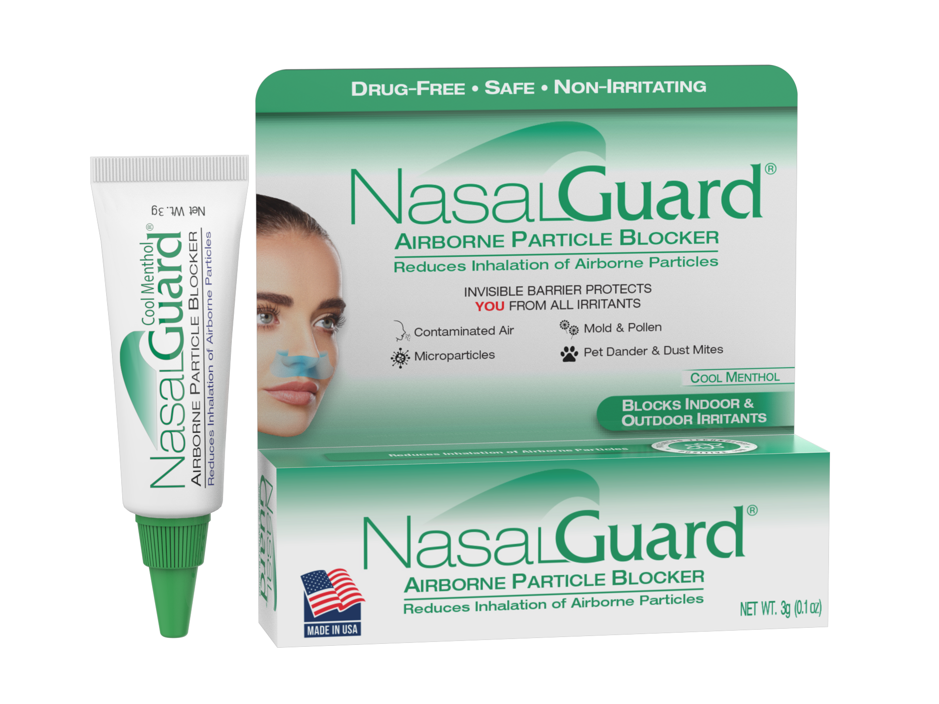 氣清衛凝膠盾(薄荷) 3g|| NasalGuard Airborne Particle Blocker, Nasal Gel | Cool Menthol | 3g Tube 