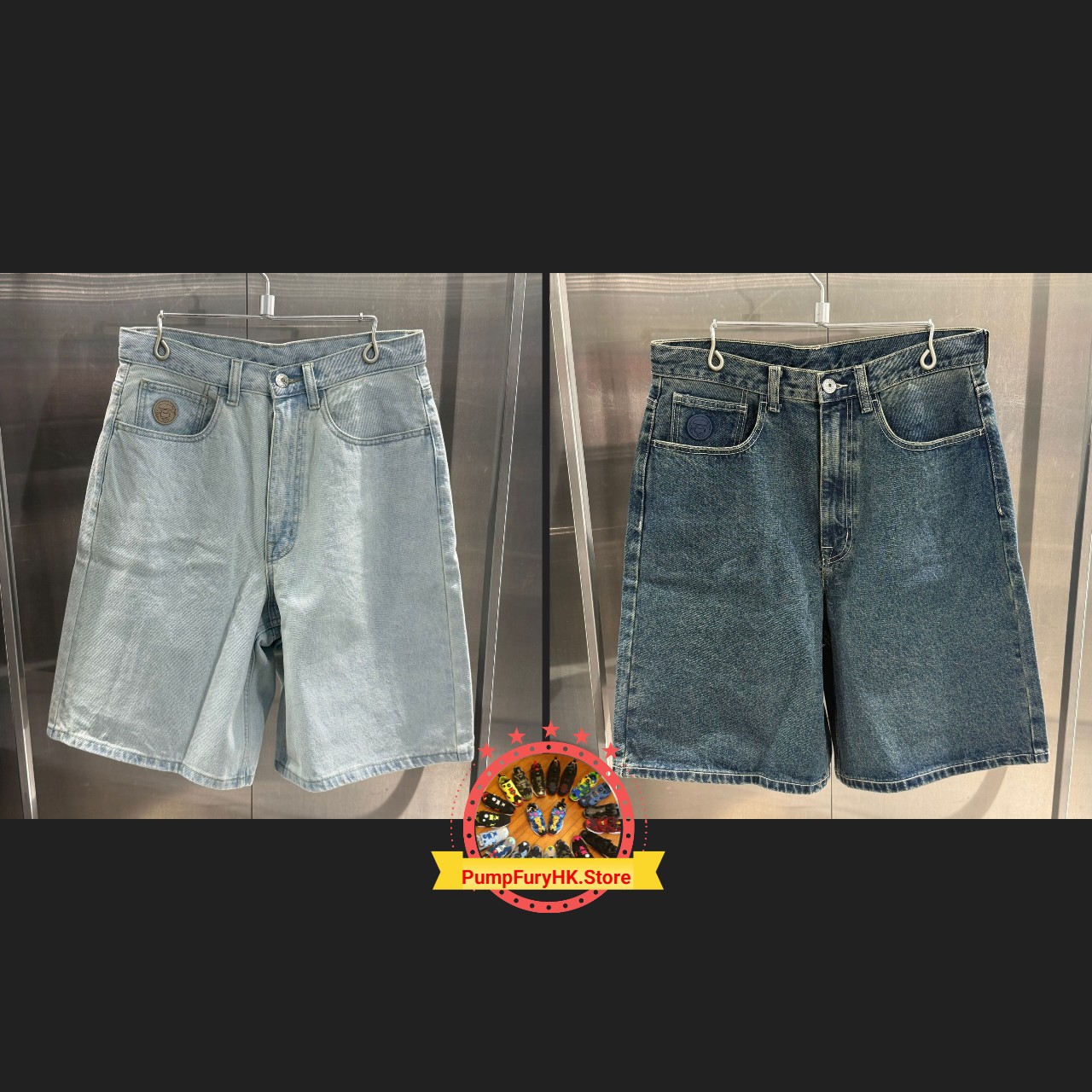 AAPE AAPENOW moonface denim shorts (C677)