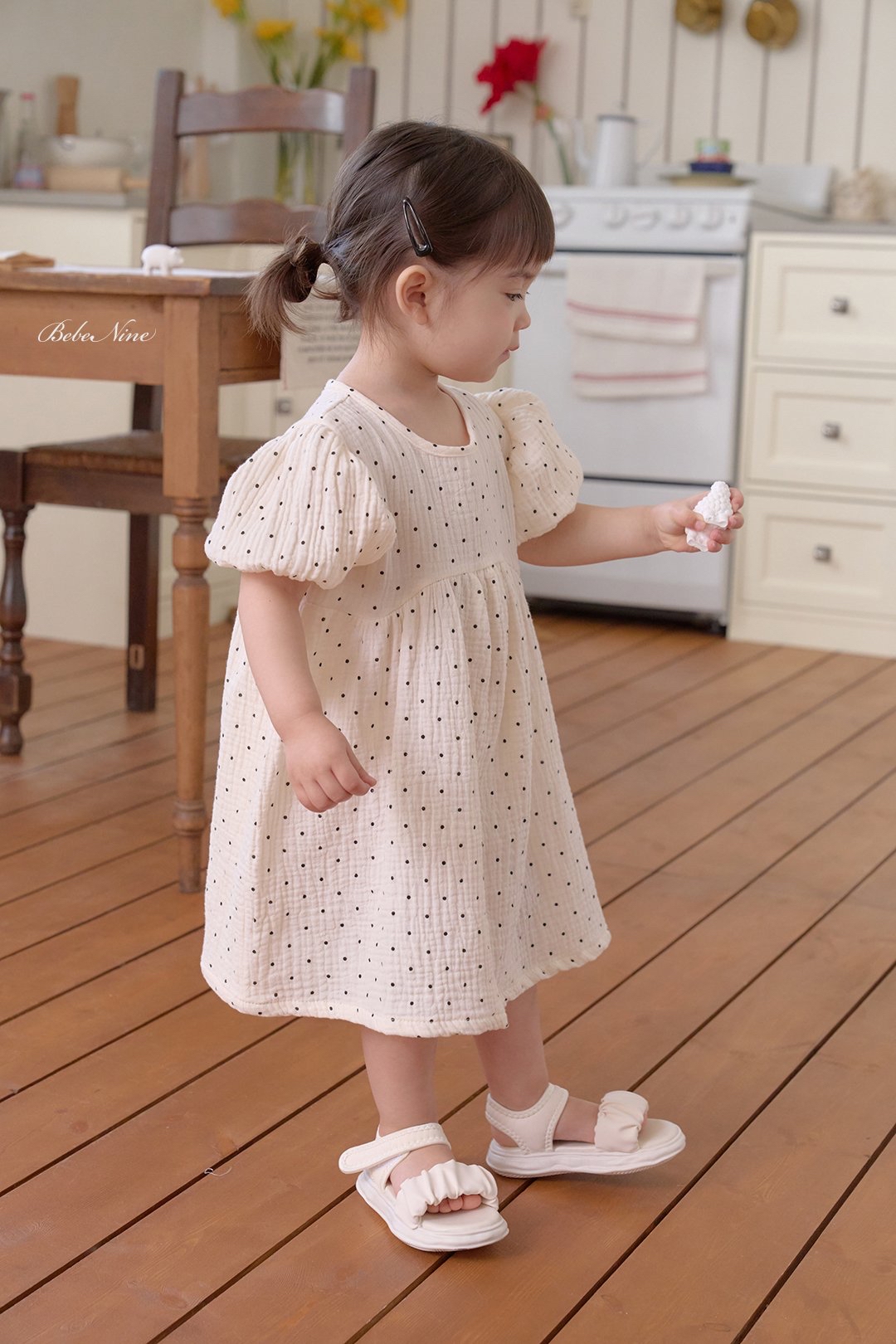 ☀️預訂 韓國直送☀️🇰🇷Bebenine兩色波點純棉紗泡泡袖連身裙