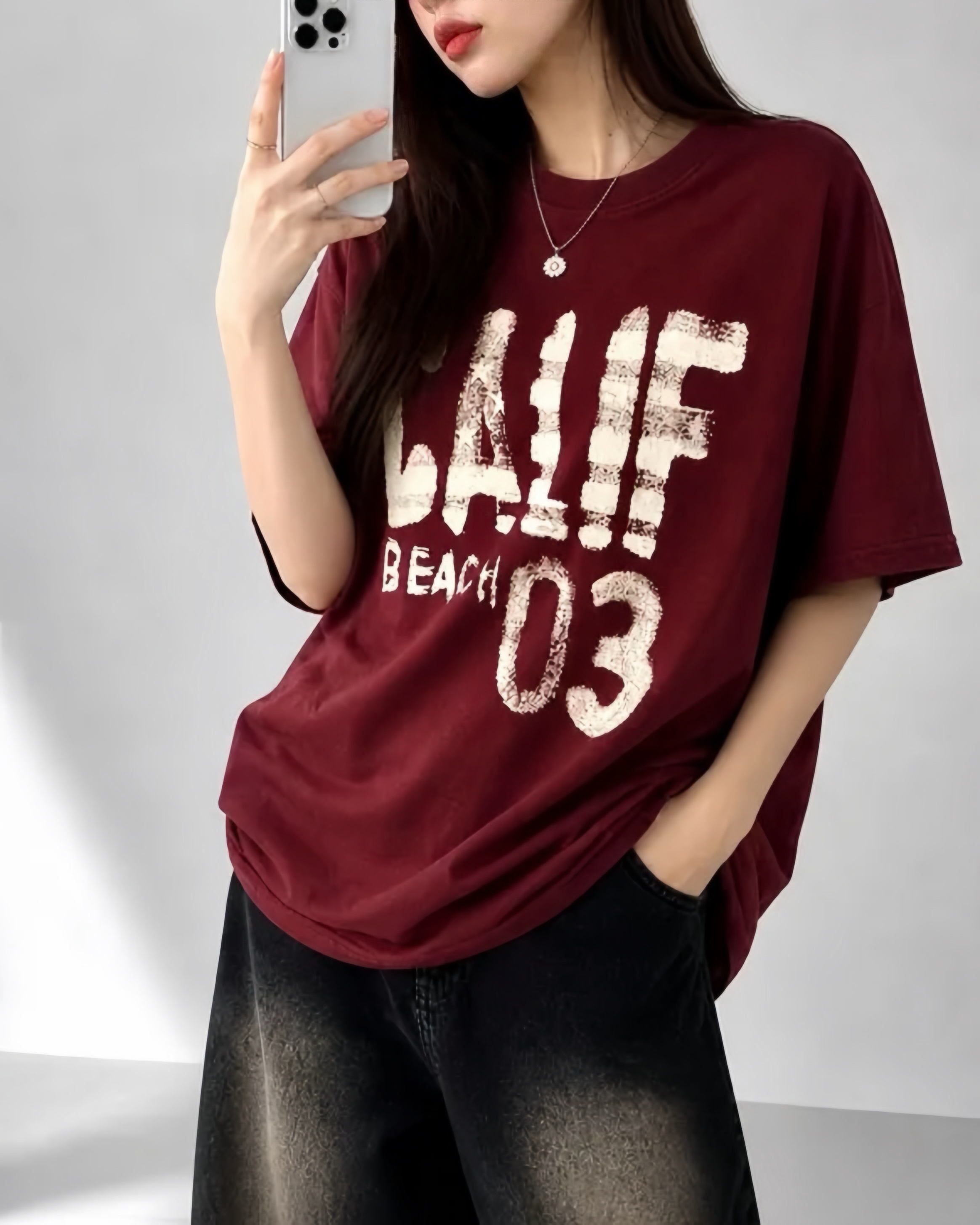 Vintage Wash Graphic Oversized Tee⁠