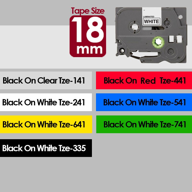 18mm Tze-141 241 441 541 641 compatible label tape Label printer PT-D450 PT-D600 PT-P700 PT-P750W PT-P900W Tape Sticker
