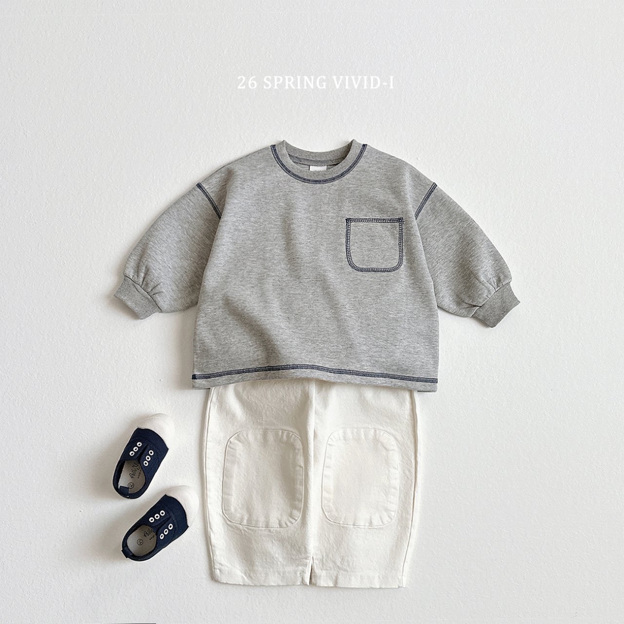 🌸預訂 韓國直送🌸🇰🇷VIVIDI四色口袋撞色縫線長袖短褲上下套裝