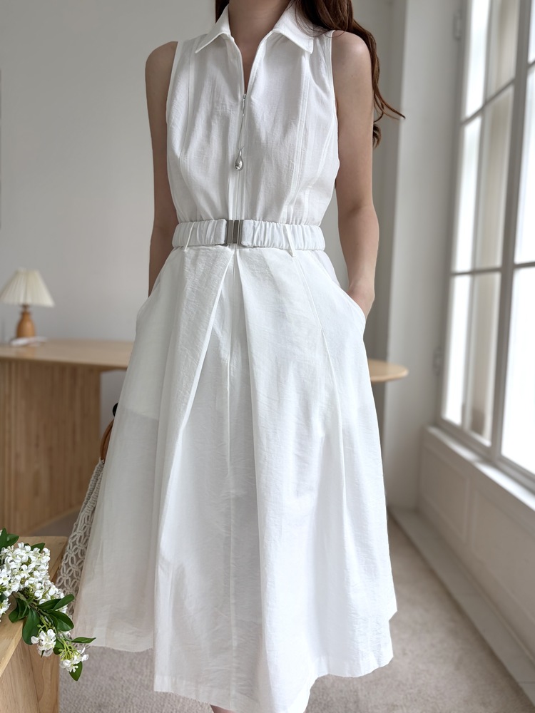 Jardin Belted Zip-Front Dress