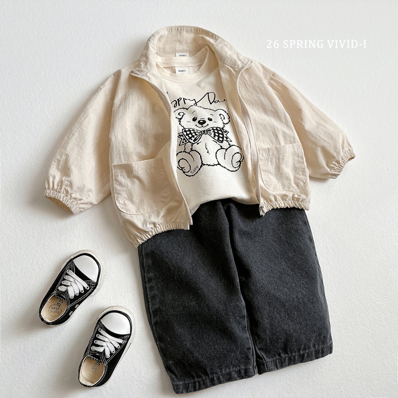 🌸預訂 韓國直送🌸🇰🇷VIVIDI五色快樂熊印花格紋上下套裝