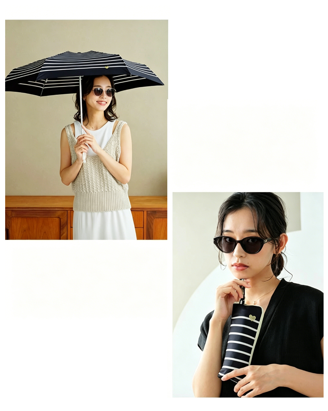 日本代購【﻿ 日本直送 wpc 心形 間條 抗紫外線 縮骨遮 | heart & border uv protection mini umbrella 】