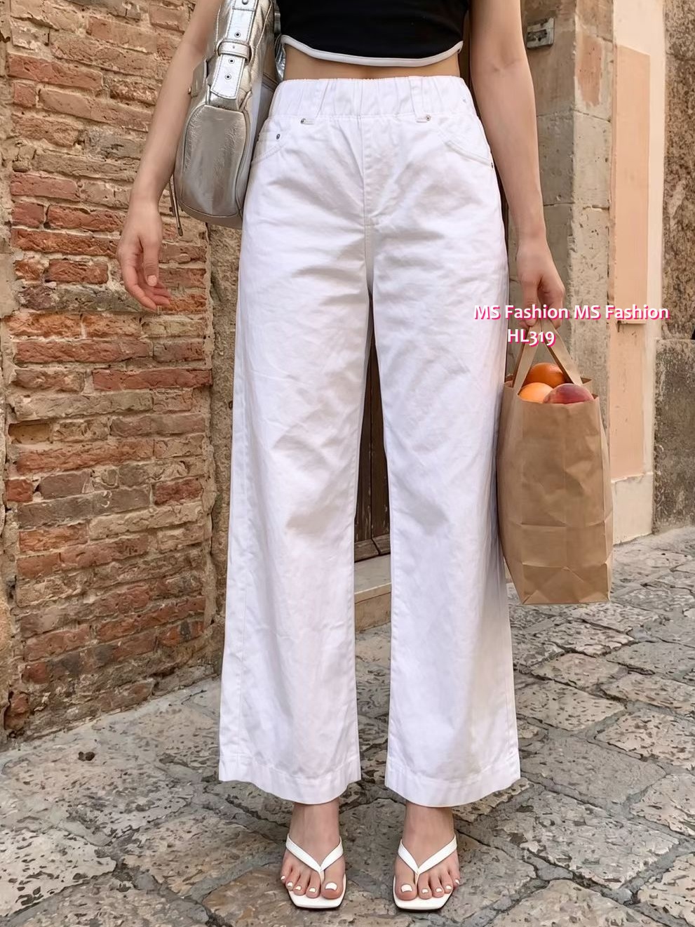 HL319 韓國👖Howluk微吊腳彈力棉闊筒褲