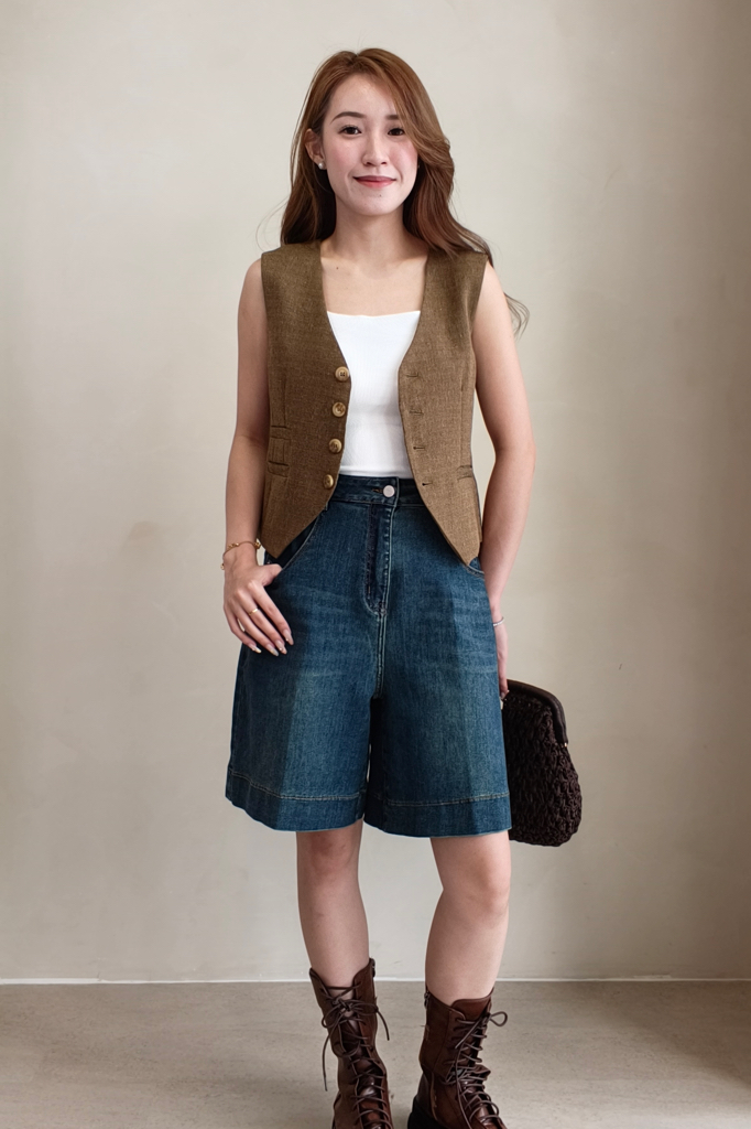 5691 Structured Denim Bermuda Shorts