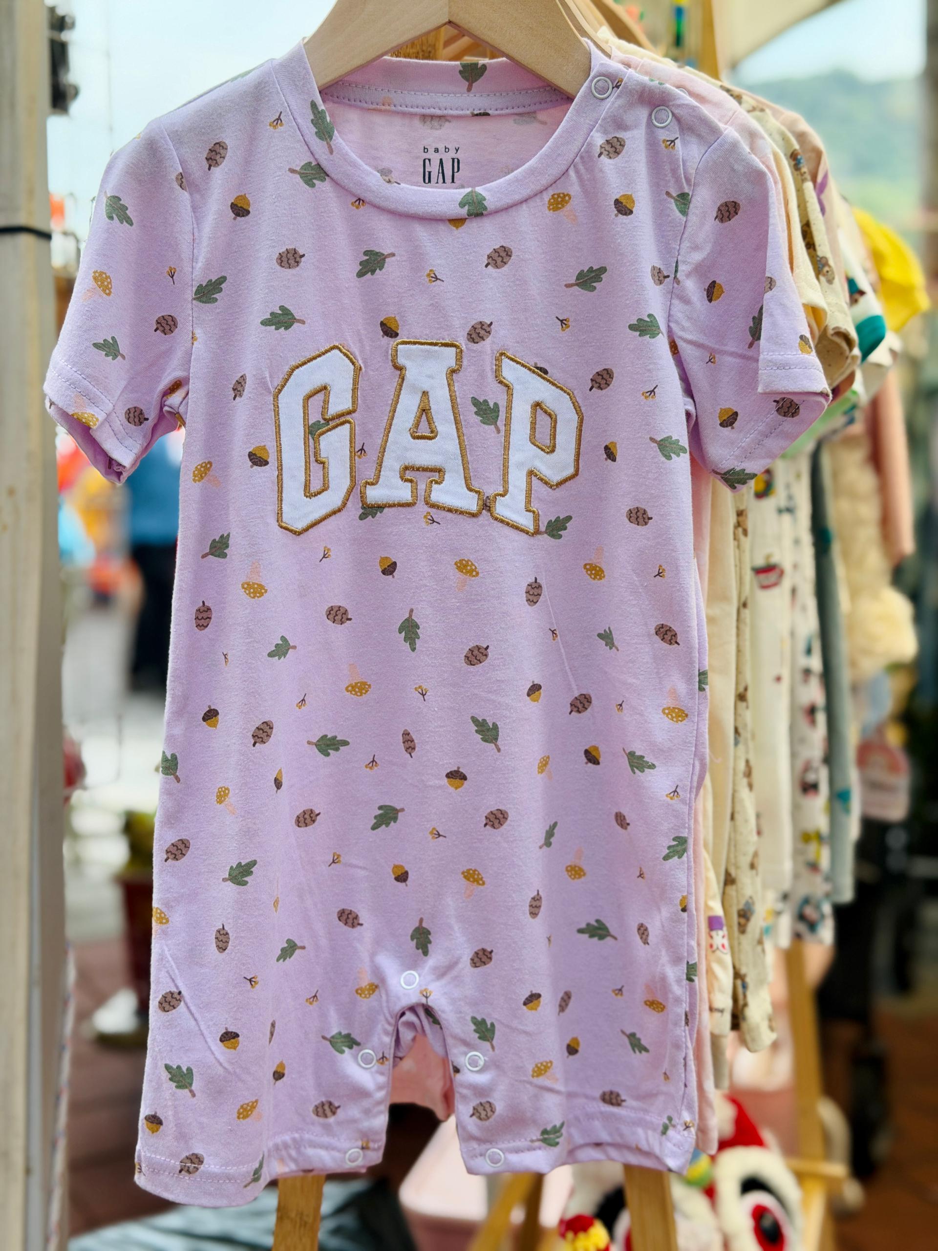 Baby Gap Lavender Acorn & Leaf Print Short Sleeve Romper