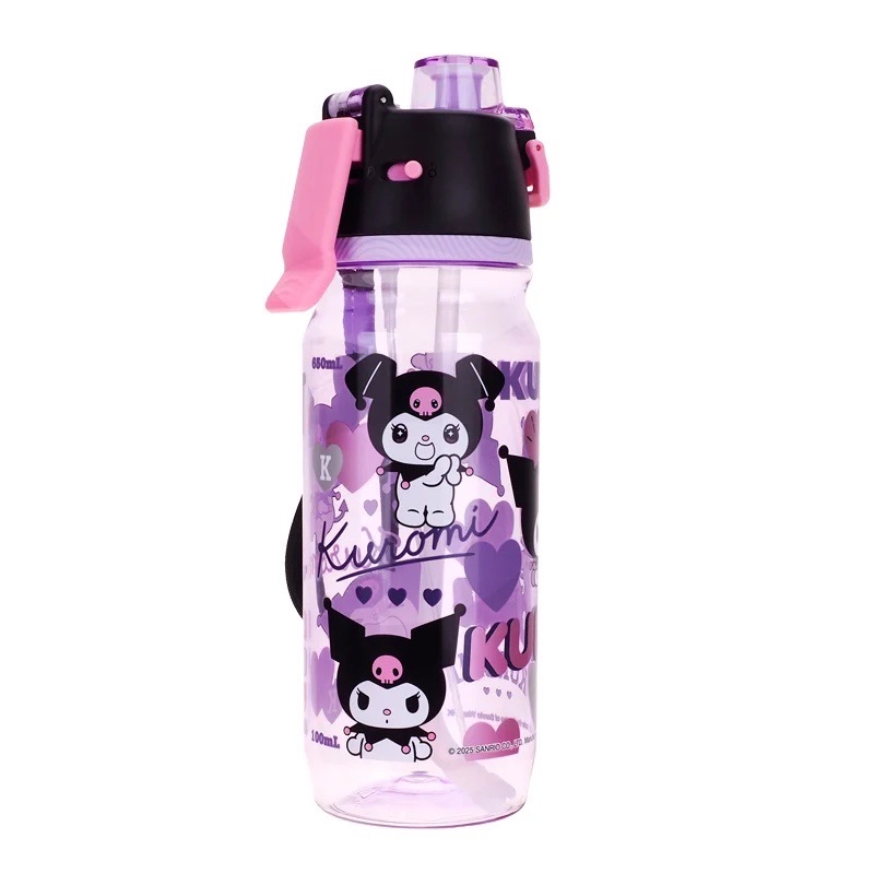 Kuromi 650ml BPA BPS Free 噴霧啜飲二合一水樽膠水樽(9-8475-1)