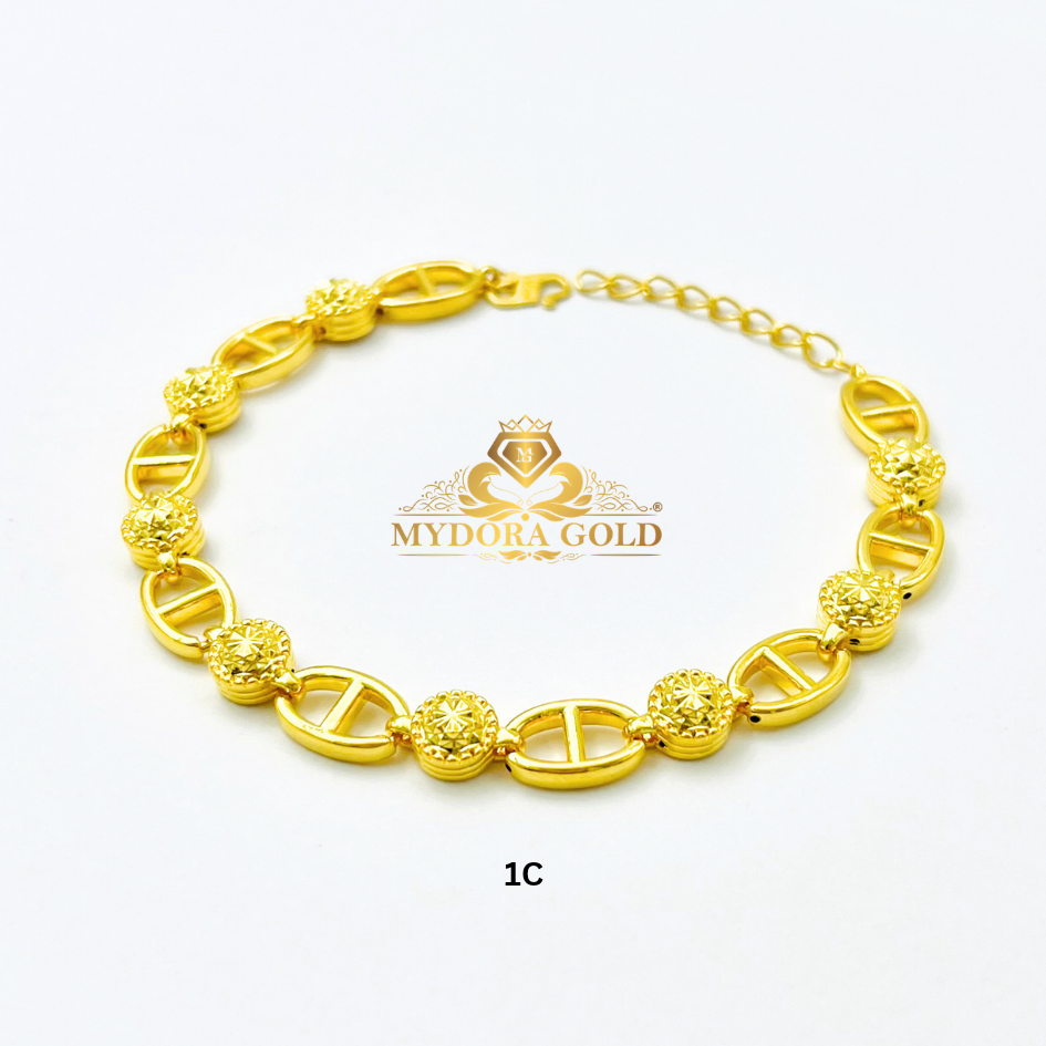 MYDORA Rantai Tangan Fesyen Diamond Cut Chain l EMAS 916/22K