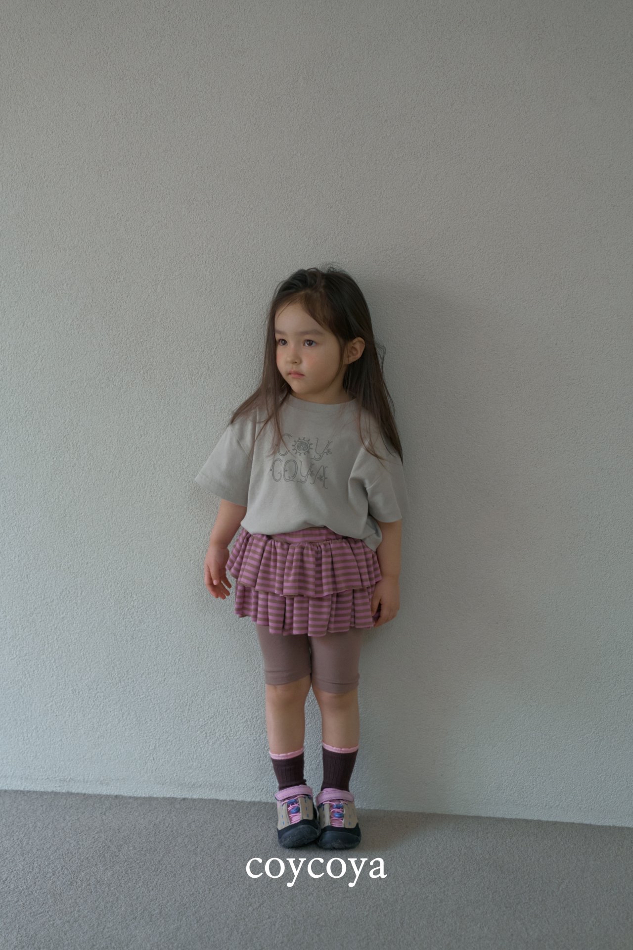 🌸預訂 韓國直送🌸🇰🇷COYCOYA兩色條紋層疊裙擺打底褲