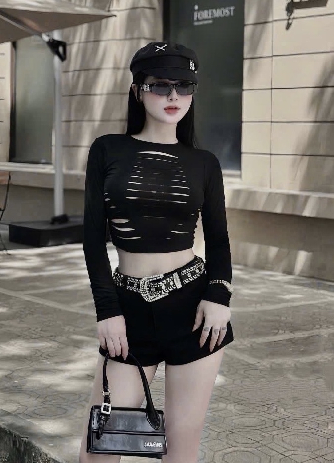 破洞性感短上衣