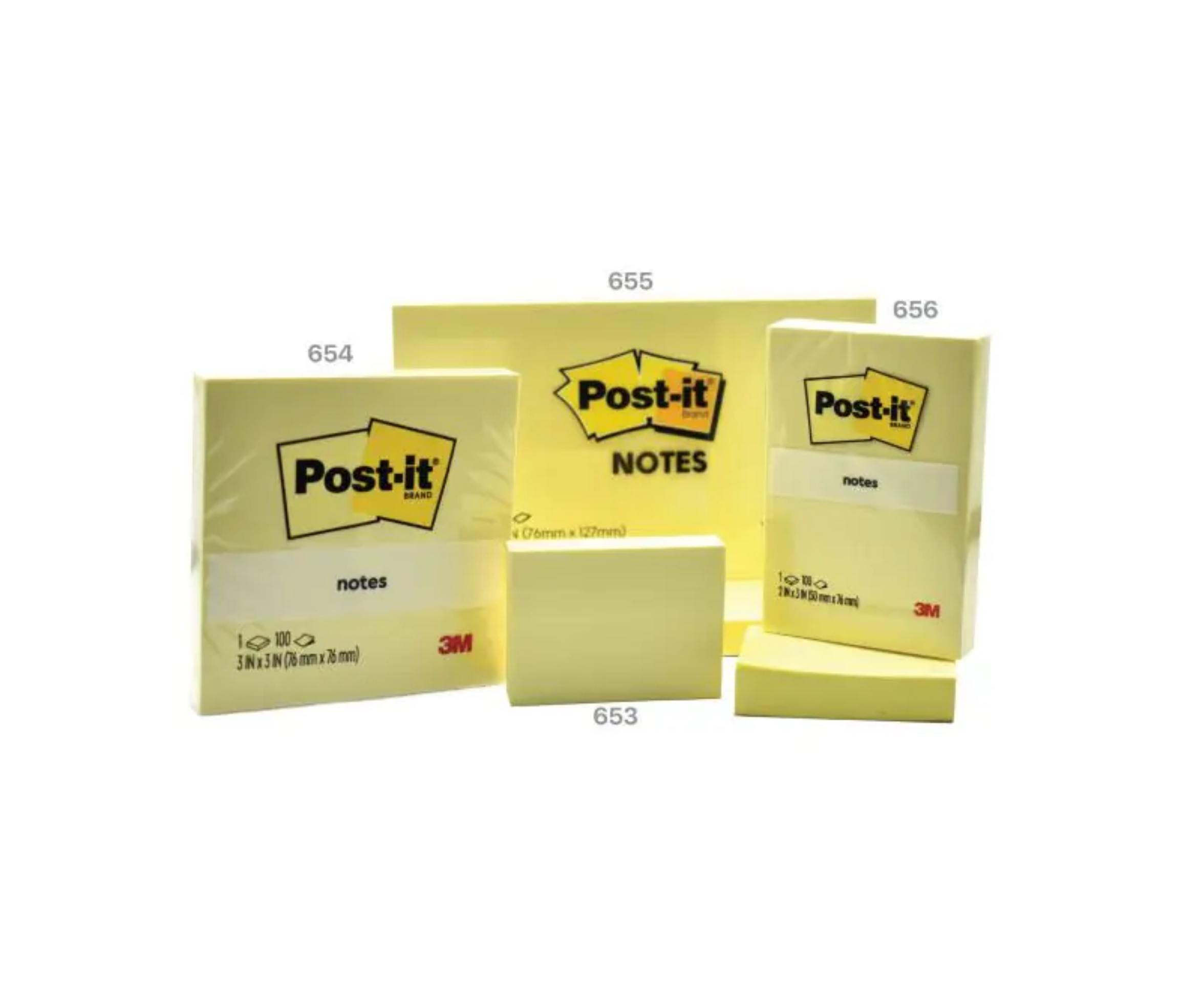 3M Post-it Sticky Notes – Yellow Removable Self-Adhesive Notes (4 Sizes, 100 Sheets/Pack)