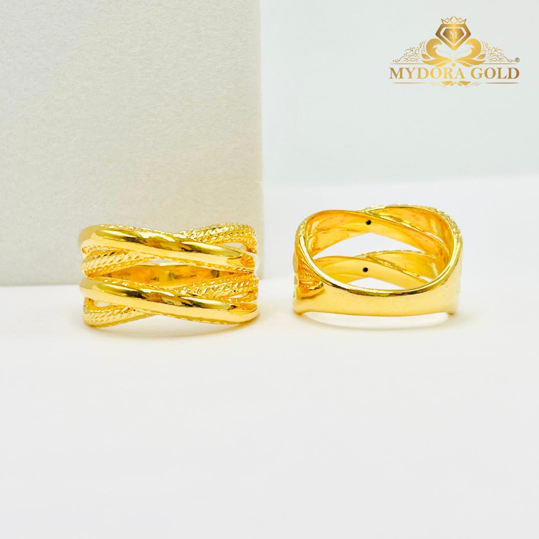 MYDORA Cincin Double Cross Full Gold (5G) l EMAS 916/22K
