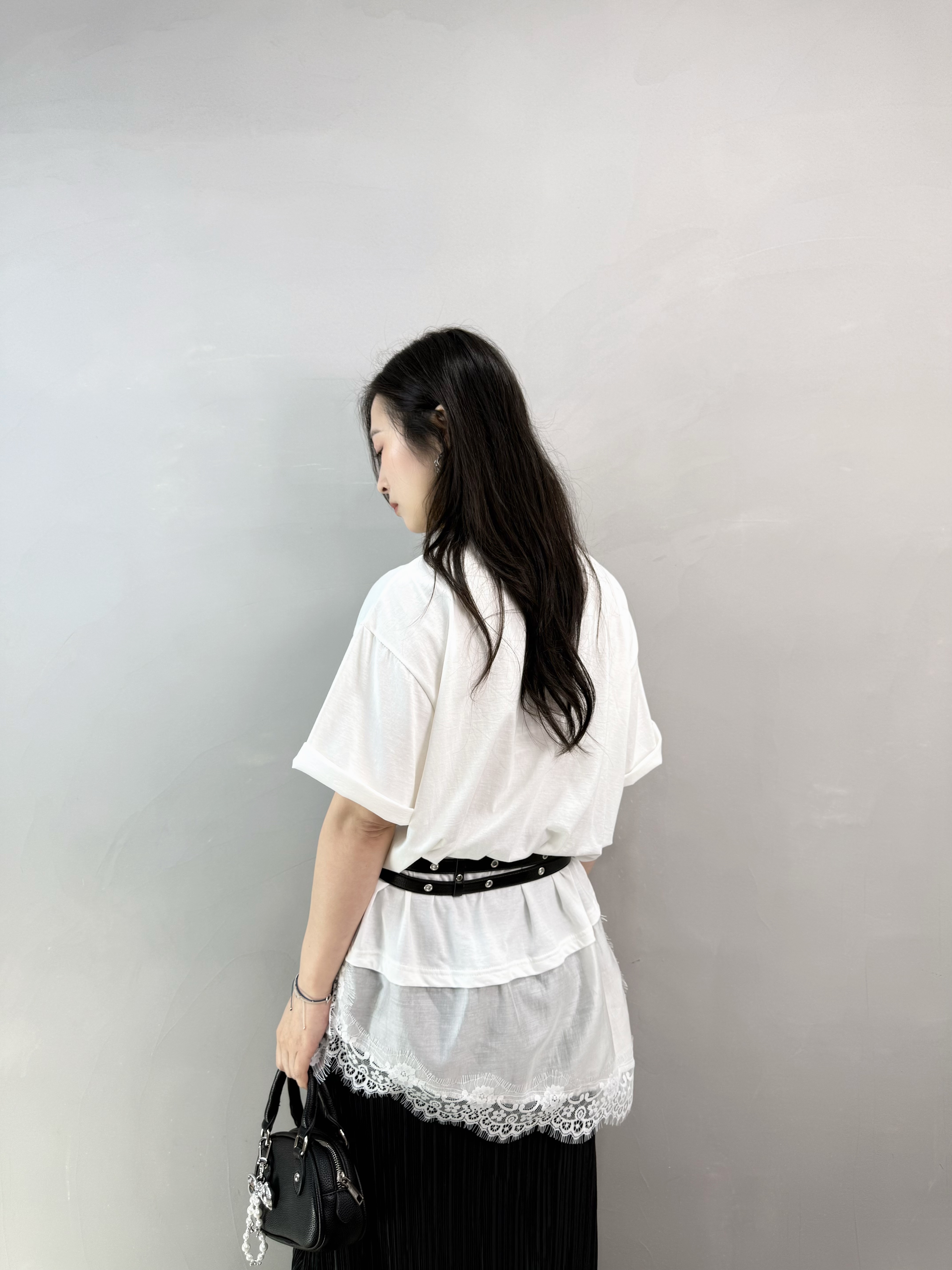 L86 拼Lace開叉Tee