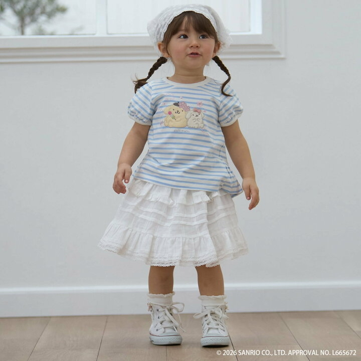 🇯🇵預訂 日本直送🇯🇵Petit Main x Sanrio系列三色人物賞櫻刺繡貼花短袖上衣